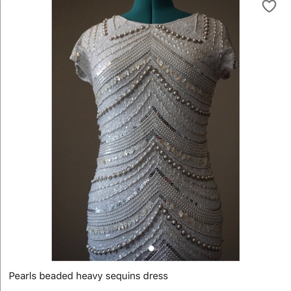 SOLD white beaded pearl minidress - Picture 4 of 4